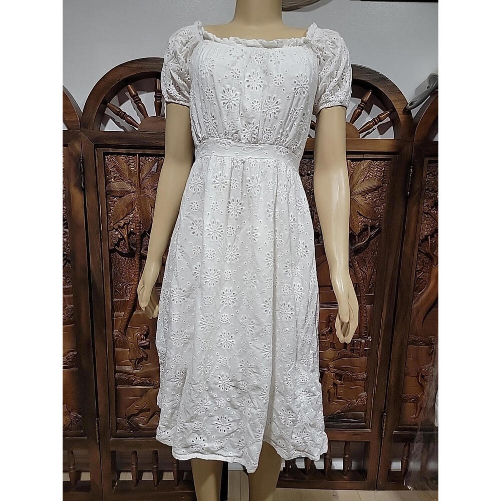 Sunday Mi Amor Anthropologie Womens Eyelet Size M White Dress #C
